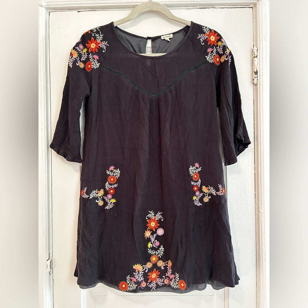 Embroidered gray dress